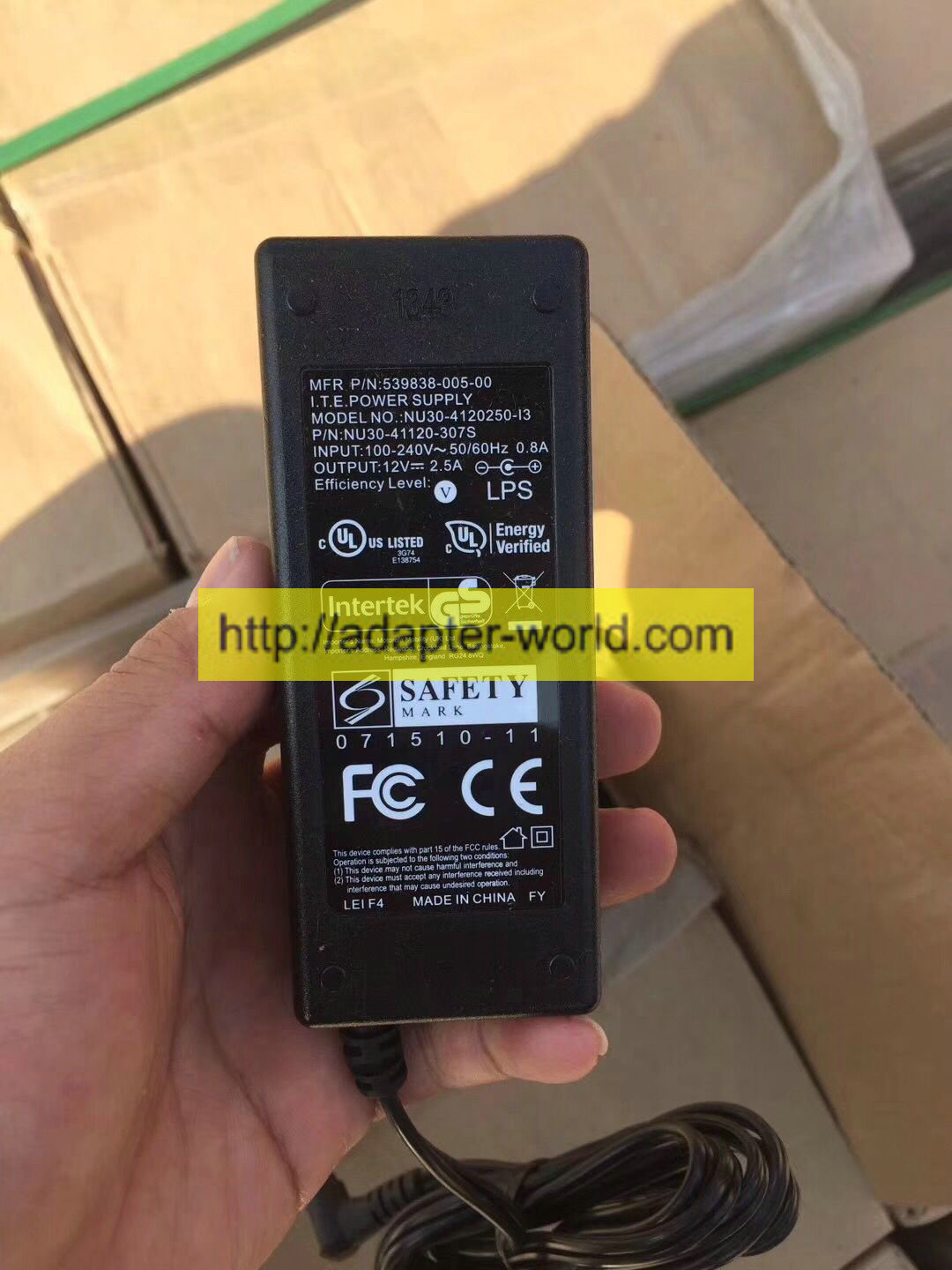 *100% Brand NEW* I.T.E 12V--2.5A NU30-4120250-I3 539838-005-00 SAFETY Switching AC Power Adapter Free shipping